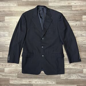 Vintage Ermenegildo Zenga Wool Suit Blazer Men’s Size 50R Blue Striped Italy